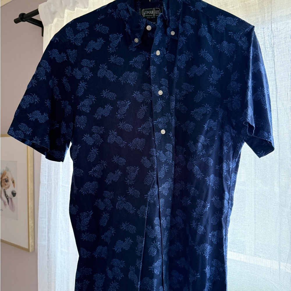 Gitman Vintage Navy Blue Pineapple Print Men's Shirt